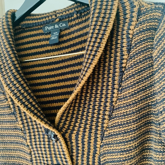 Pure & Co. Striped Button Down Cardigan Brown, S/M - Picture 11 of 13